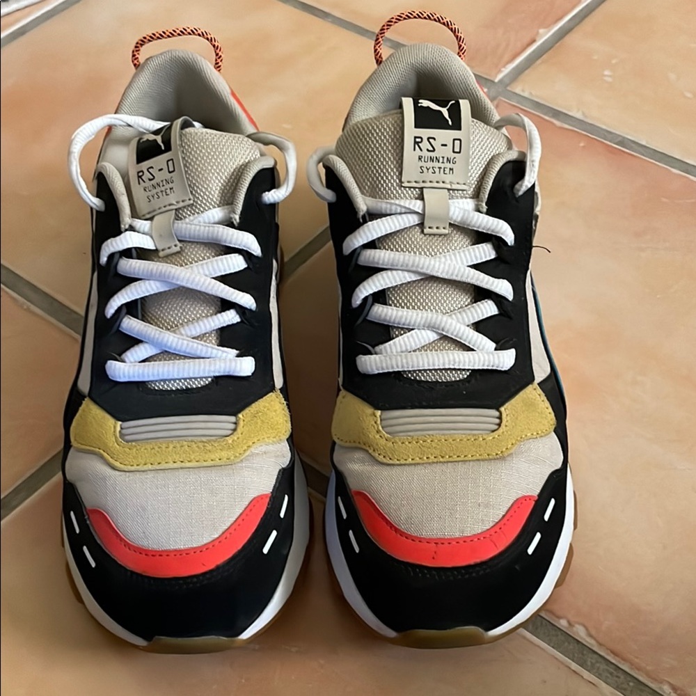 Puma RS-D Sneakers in Black, White, Yellow, and Red